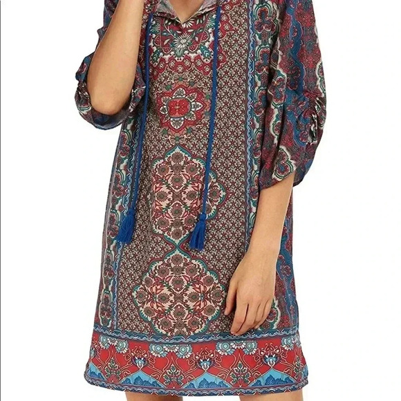 FLORAL AND PAISLEY SHIFT DRESS WITH TASSELS SMALL NWOT - Picture 7 of 16